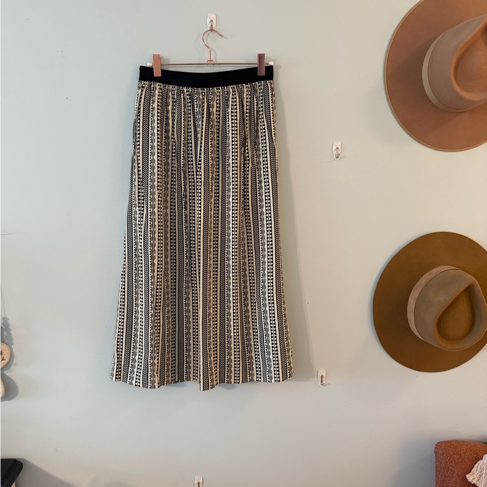 Jackson Rowe Black and White Pleated Midi Skirt